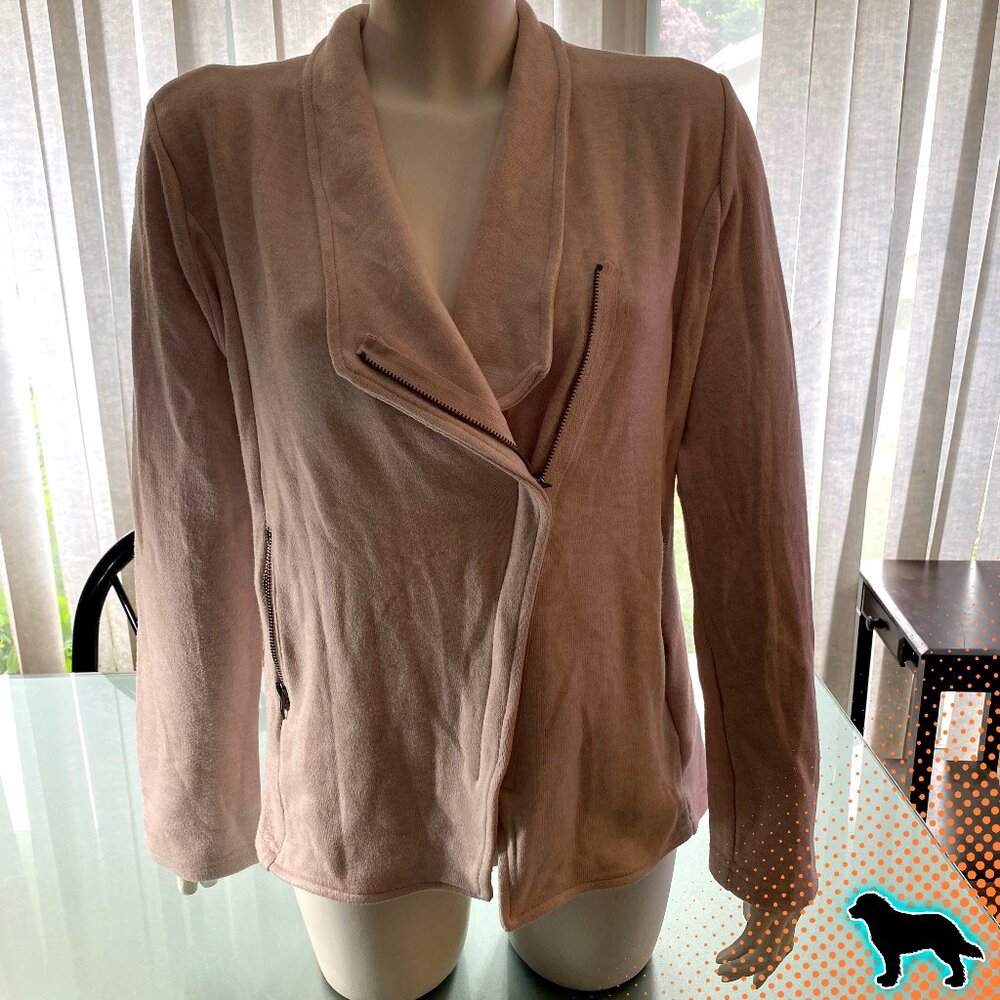 Philosophy Light Pink Lightweight Jacket Size Large L Soft Asymmetric Zipper